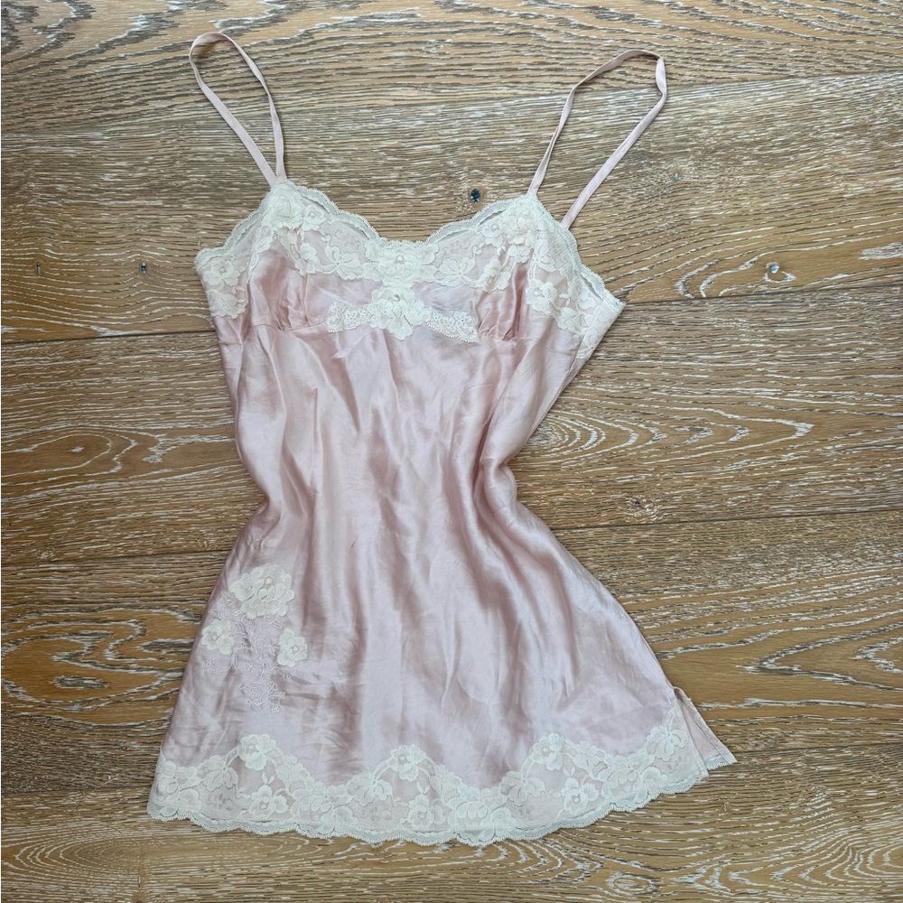Victoria's Secret pink mini slip dress with lace details